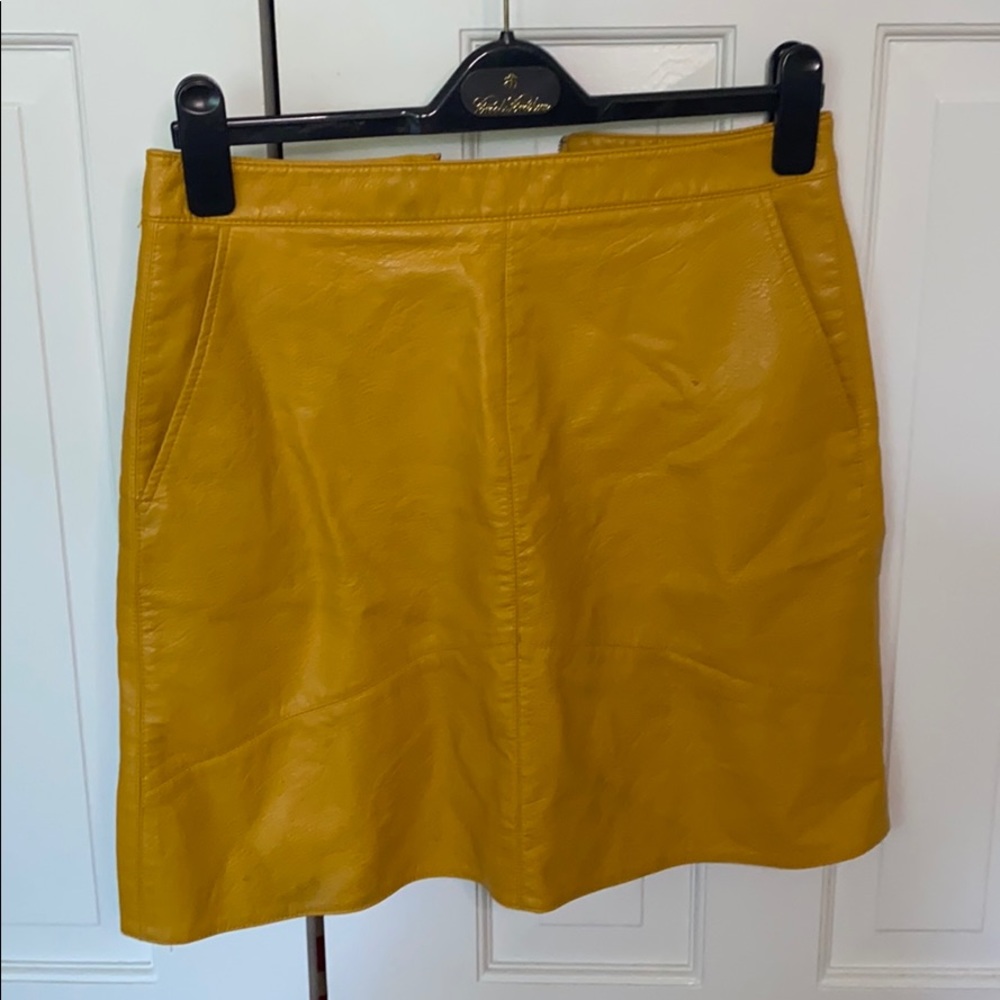 Zara Yellow Vegan Leather Skirt